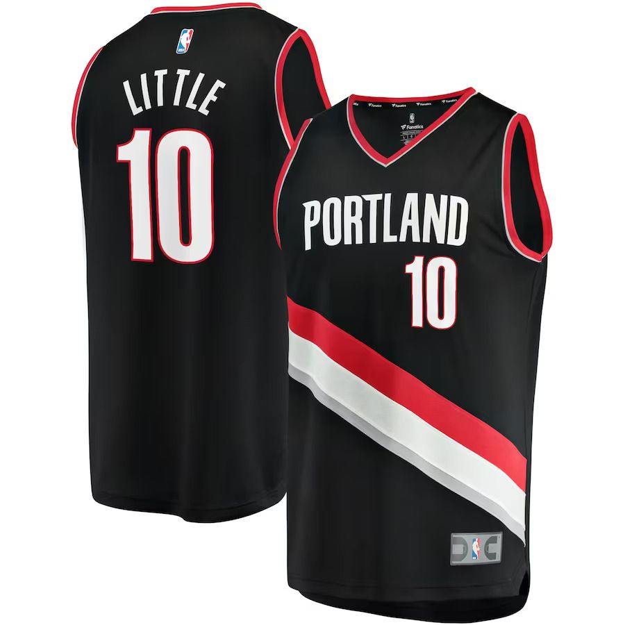 Men Portland Trail Blazers #10 Nassir Little Fanatics Branded Black Fast Break Replica NBA Jersey